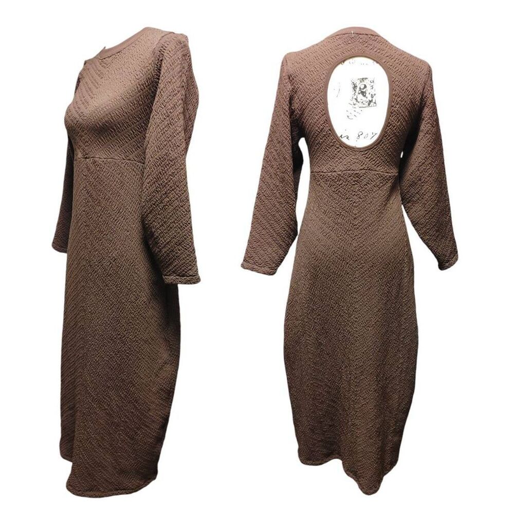 Free People Gabby Seamless Midi Dress Brown Sz M/L - Picture 4 of 6